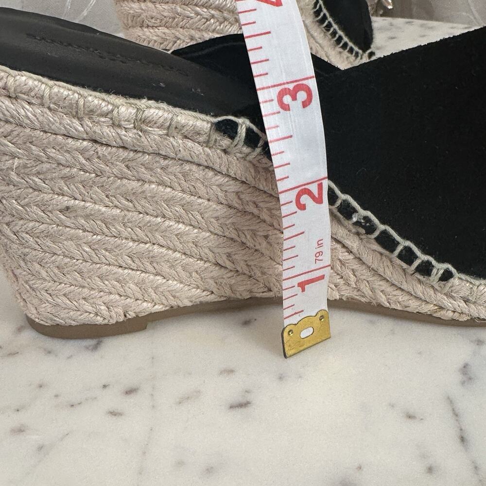 Banana Republic Sandals‎ Womens 8.5 M Slip On Wedge Espadrille Slide Black Suede - Picture 15 of 17